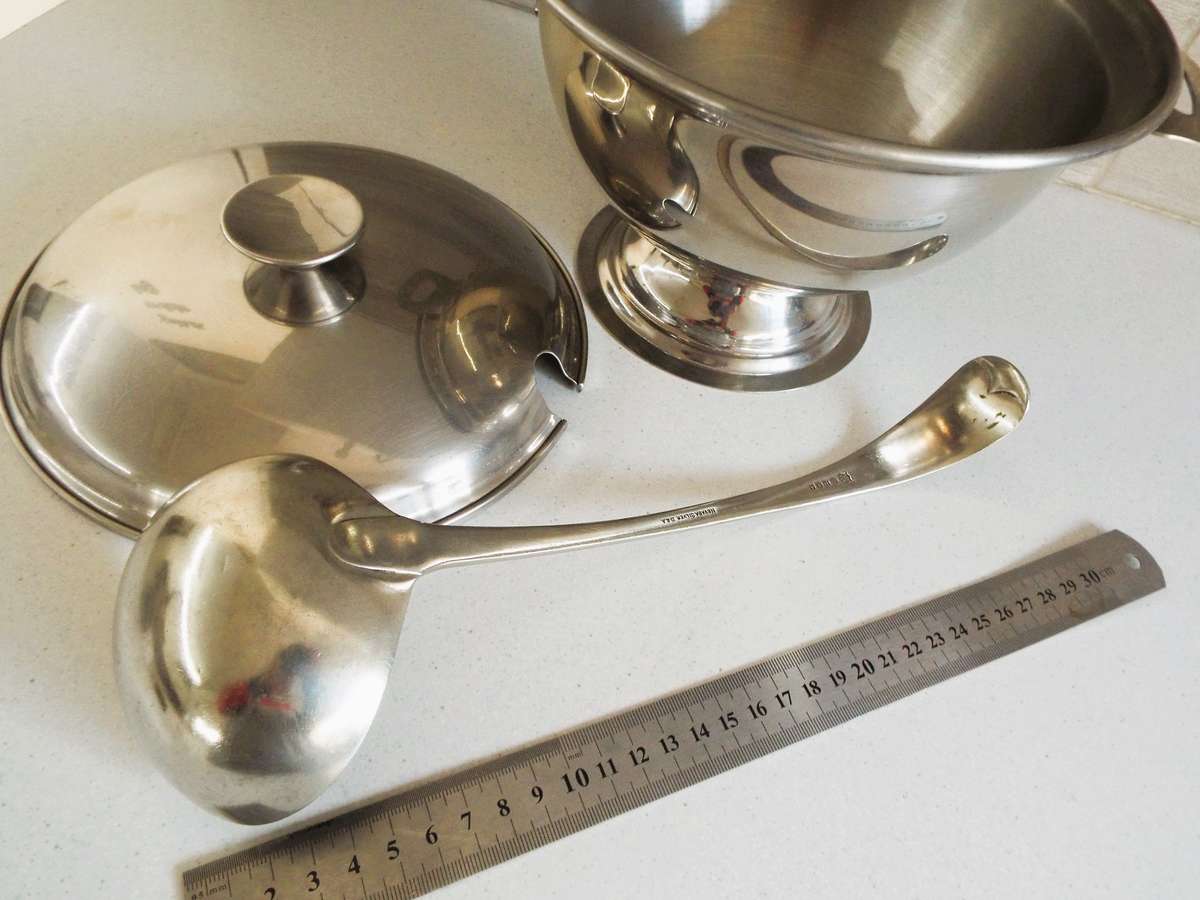 RARE ANTIQUE  Nevada Silver SPOON AND VINTAGE SOUP TOURINE