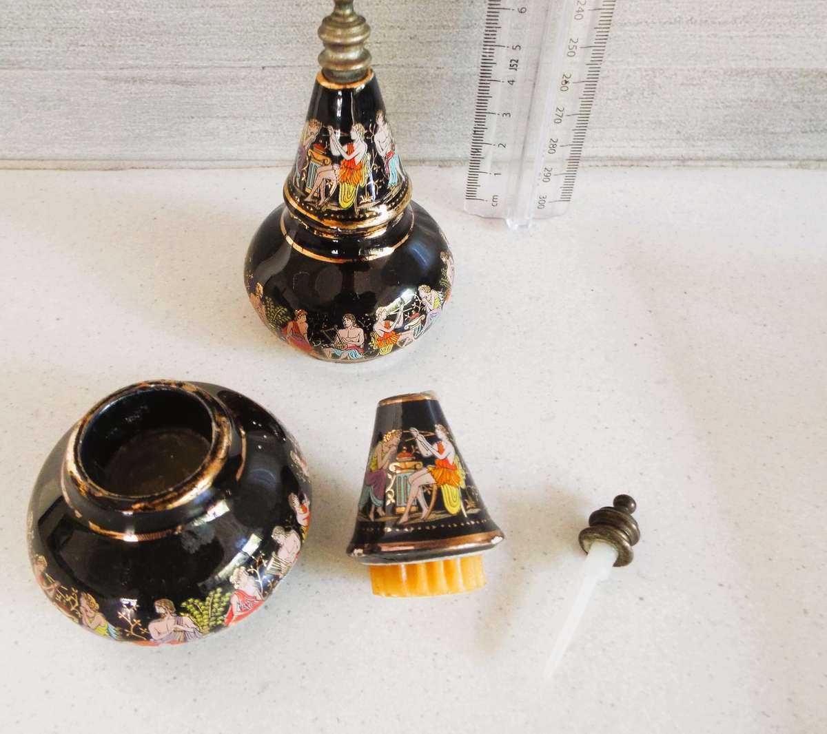 Rare vintage Greece handmade porcelain perfume bottles 24k