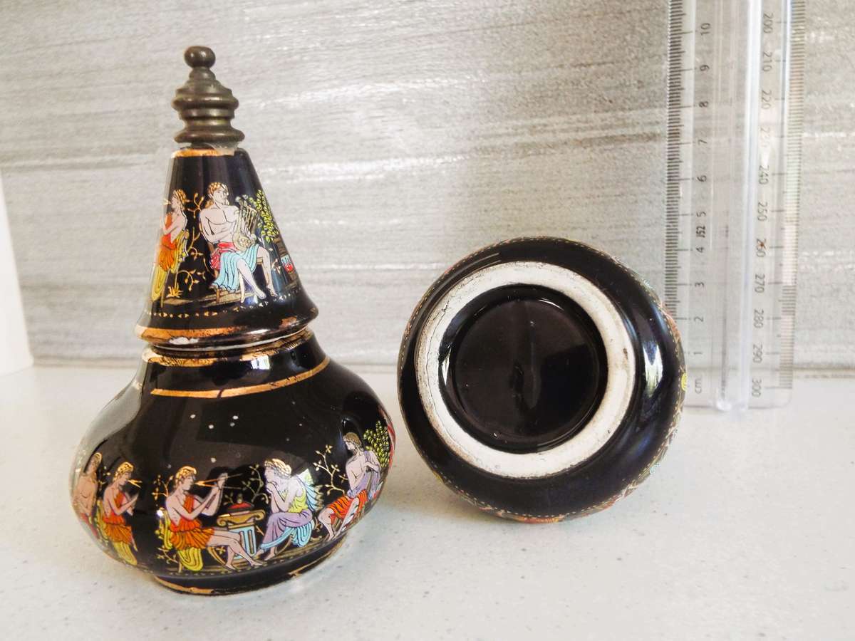 Rare vintage Greece handmade porcelain perfume bottles 24k