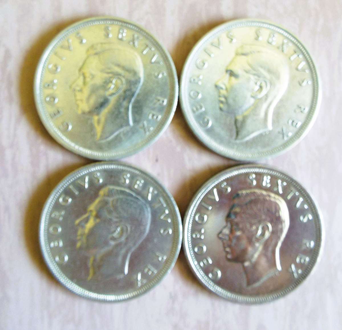 4 X 1949 .800 SILVER 5 SHILLINGS