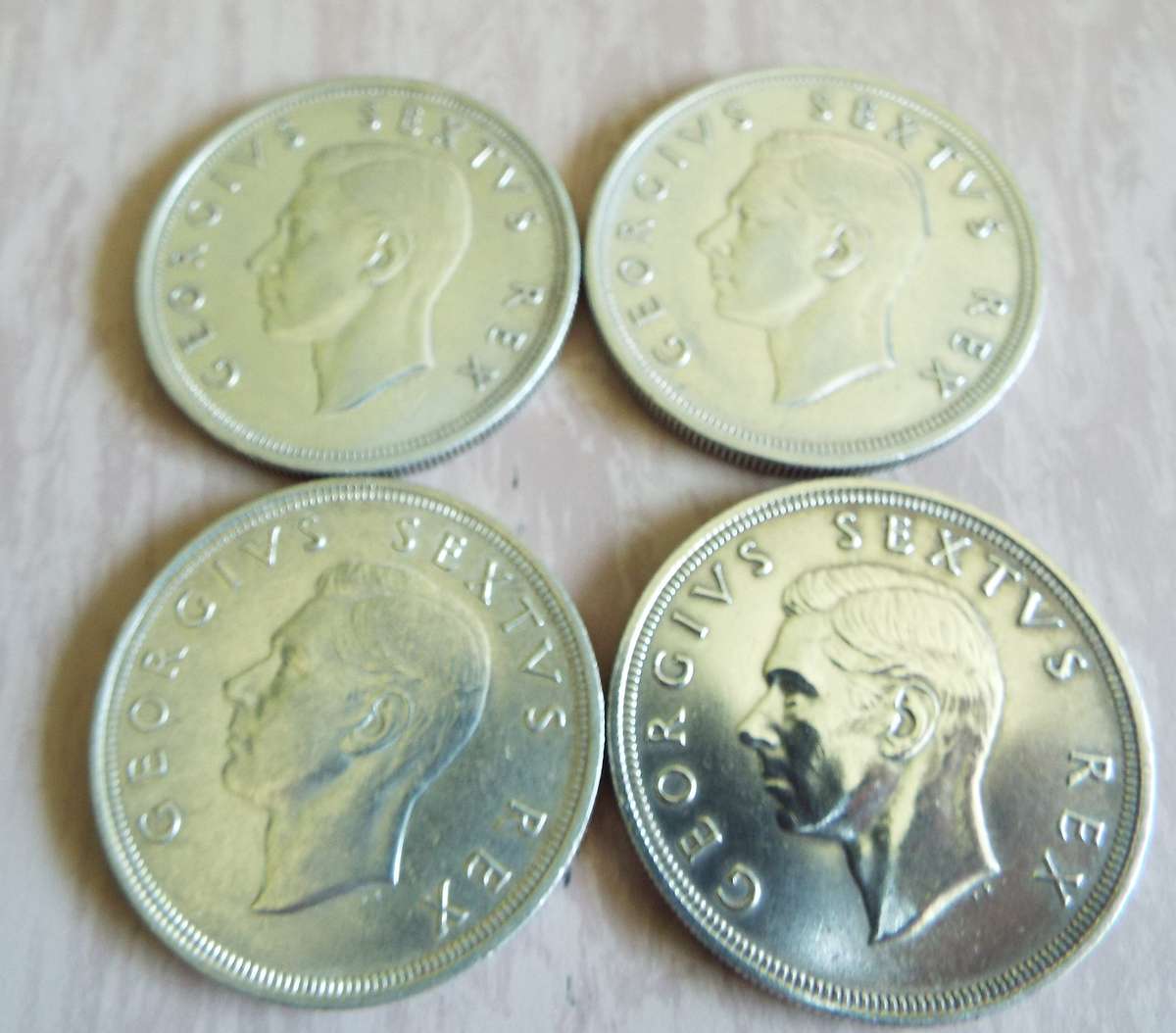 4 X 1949 .800 SILVER 5 SHILLINGS