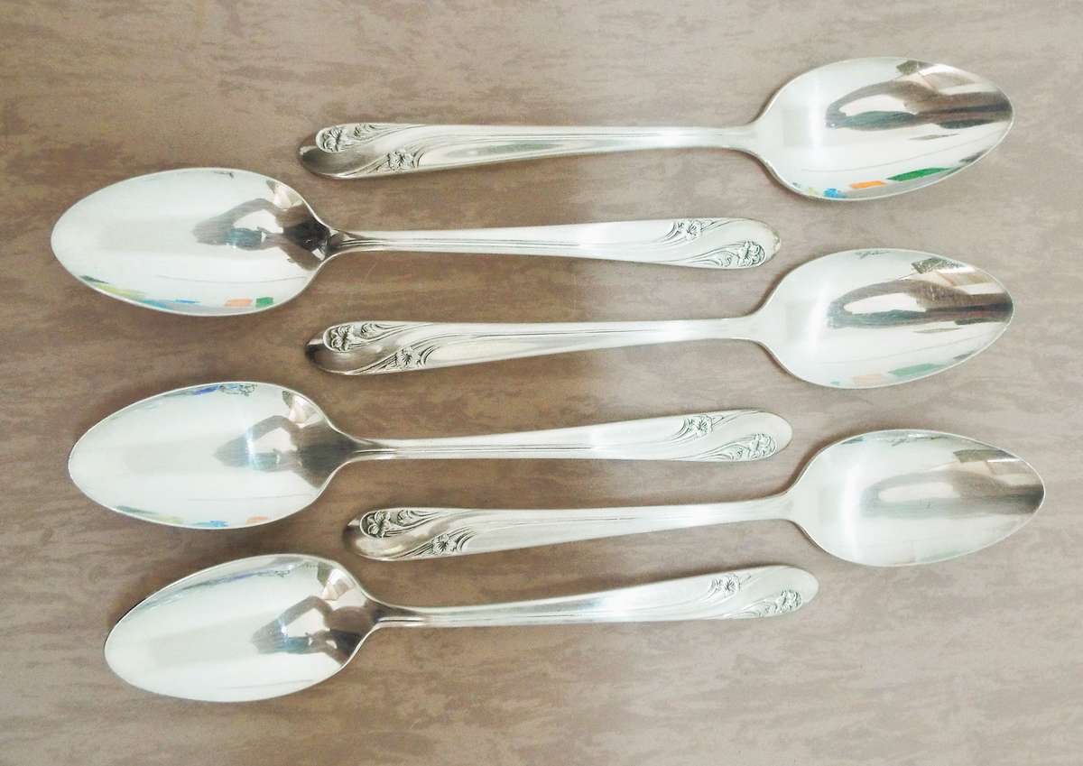 vintage ,,6 x Holmes & Edwards Silver Inlaid Teaspoons -