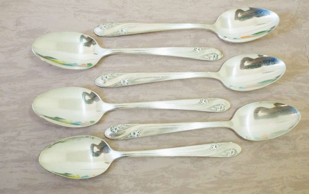 vintage ,,6 x Holmes & Edwards Silver Inlaid Teaspoons -