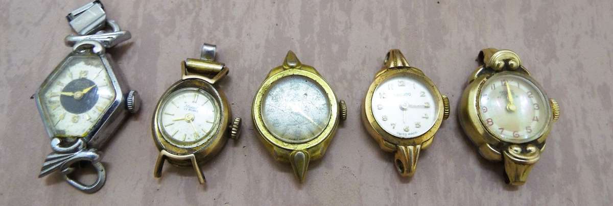 5 x old lady's watches as 1 lot