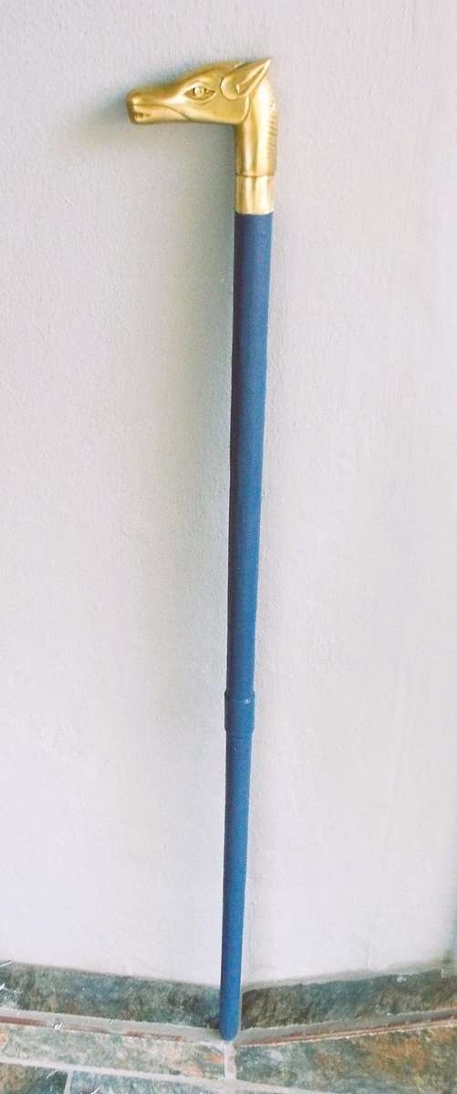 very rare VINTAGE WALKING STICK WITH HIDDEN KNIFE , BRASS HEAD