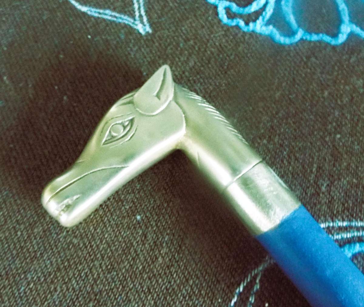 very rare VINTAGE WALKING STICK WITH HIDDEN KNIFE , BRASS HEAD