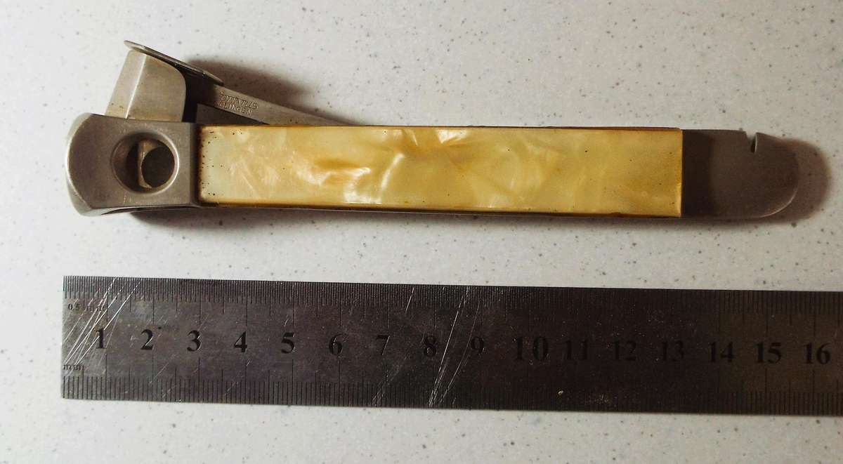 Vintage cigar cutter ,Germany Solingen ,mother of pearl handle