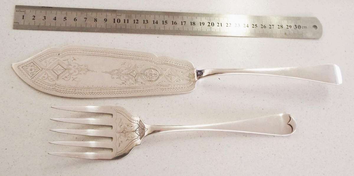 Large Fish serving knife & fork set