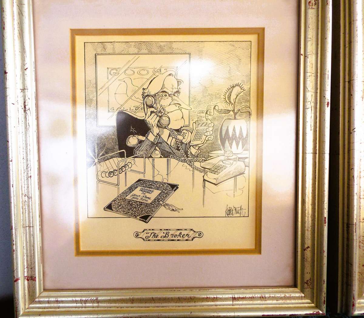 2 x Cartoon Art, Well Framed, Matted and Framed