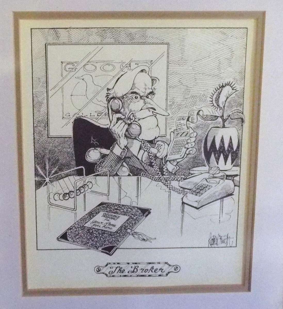 2 x Cartoon Art, Well Framed, Matted and Framed