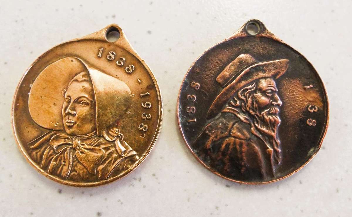 2 X ANTIQUE VOORTREKKER 1838-1938 CENTENARY MEDALLIONS