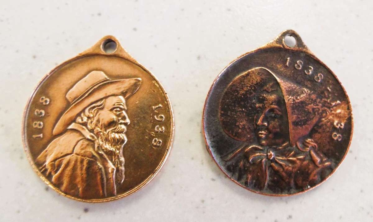 2 X ANTIQUE VOORTREKKER 1838-1938 CENTENARY MEDALLIONS