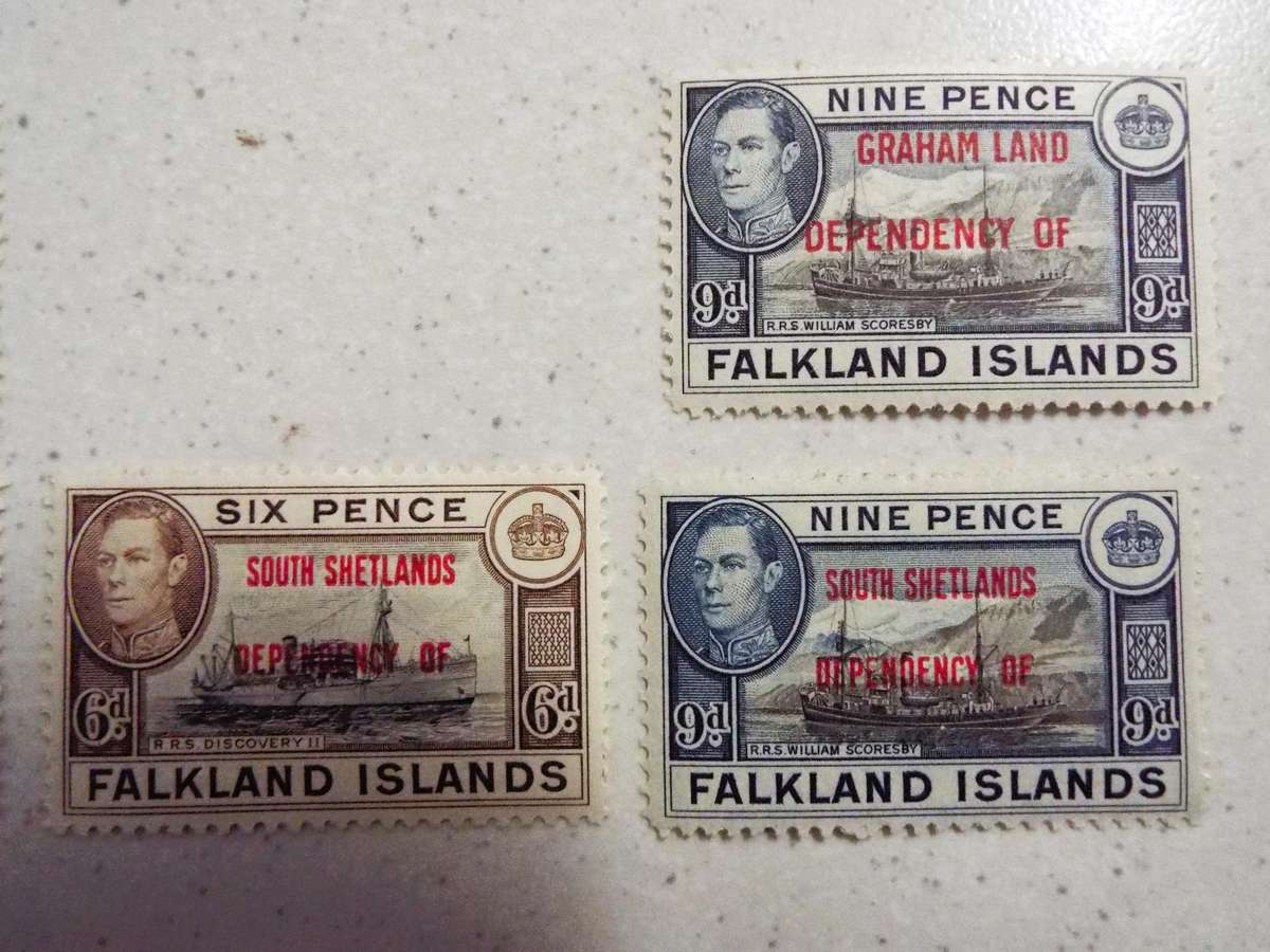 FRAKLAND ISLANDS GROUP   (1936-1952 ) HIGH VALUE LOT OF 17 STAMPS