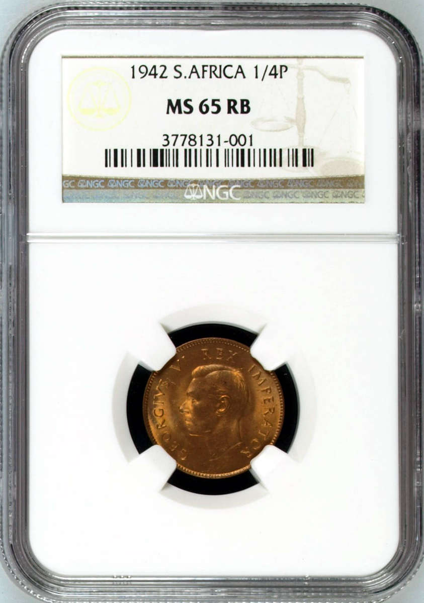 1942 NGC GRADED - FARTHING MS65 RED-BROWN