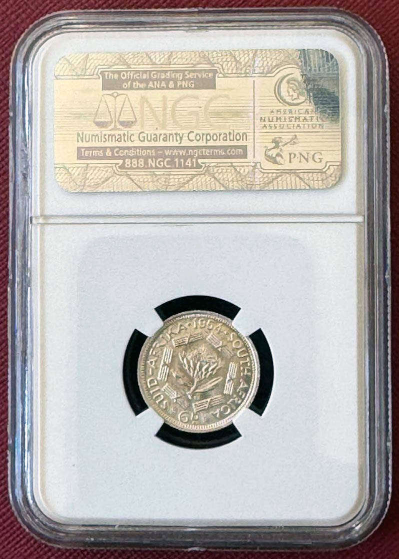 *** 1954 NGC GRADED SIXPENCE MS62 ***