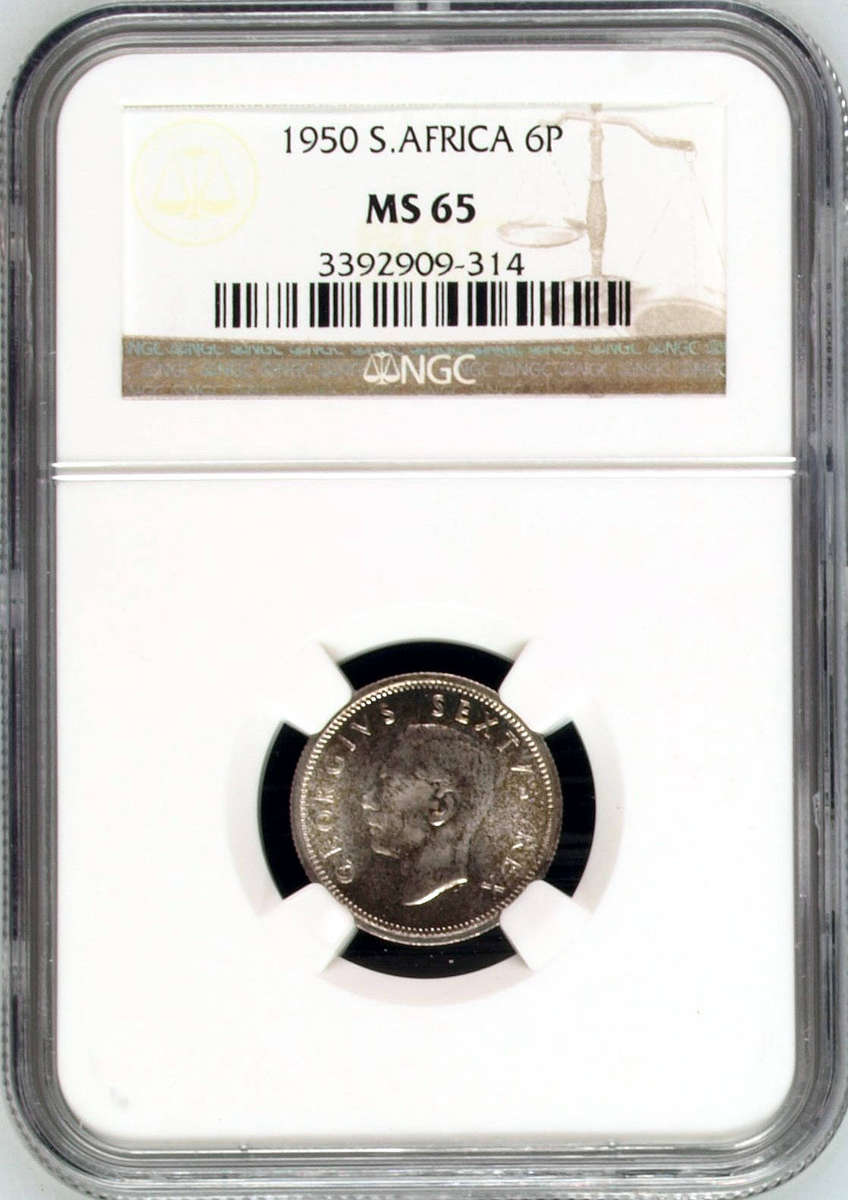 1950 NGC GRADED - SIXPENCE MS65