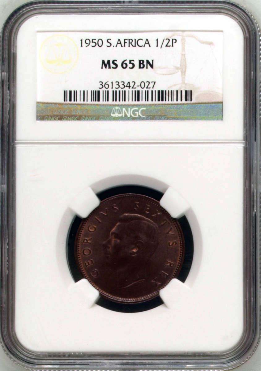 1950 NGC GRADED - HALFPENNIES MS63 RED-BROWN / MS65 BROWN "TOP POP"
