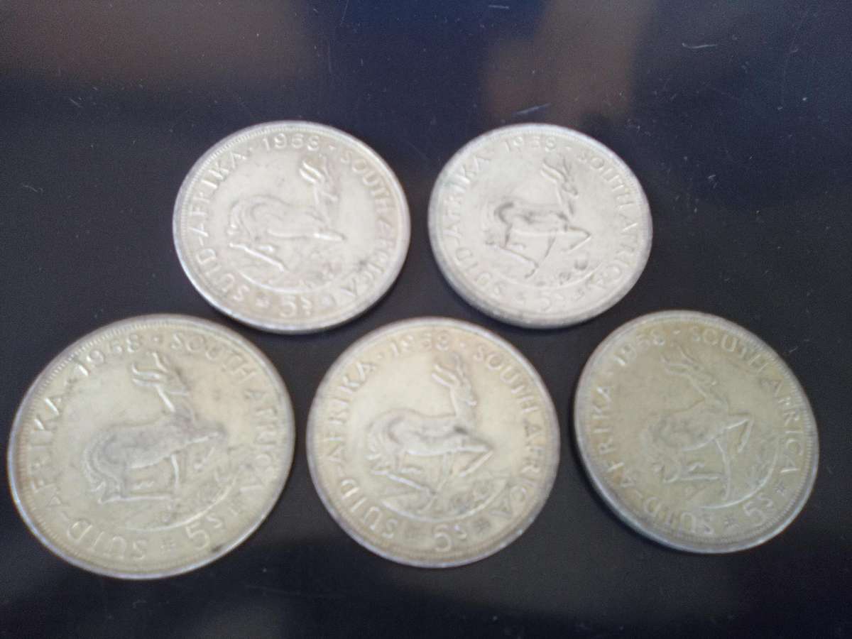 1958 5 shilling Silver Investment coins