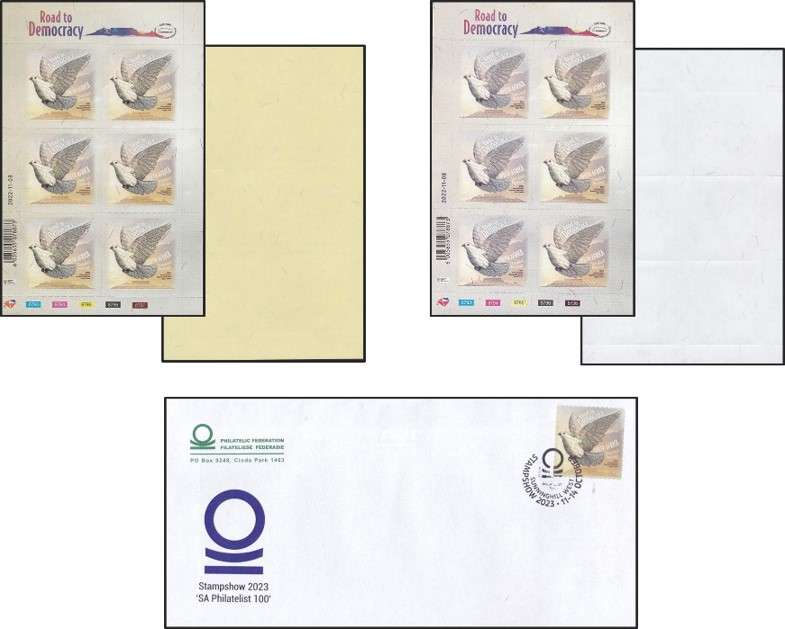 2022 RSA Road to Democracy Both Issued Sheetlets (Scarce Yellow Back) with Stamp Show Cover