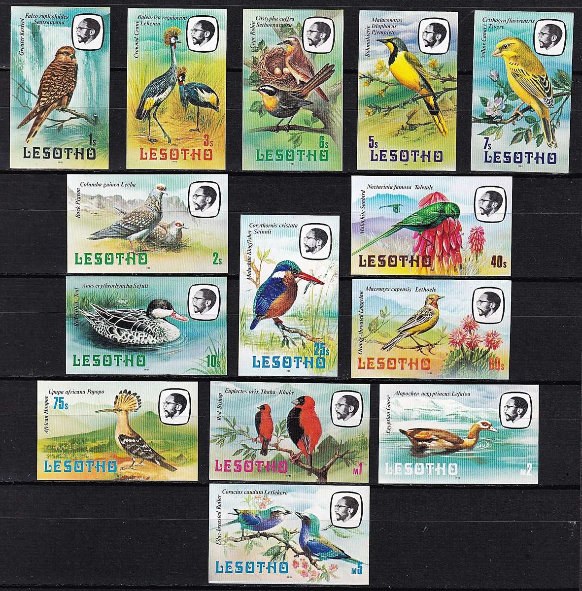 1981 Lesotho Birds UMM(**) IMPERFORATED High Value Set