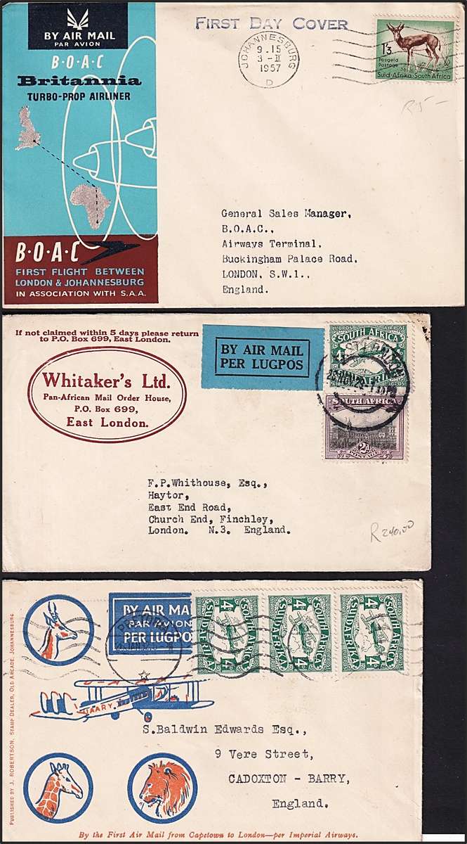 6 x Union Airmail Covers - Nice Thematic Lot
