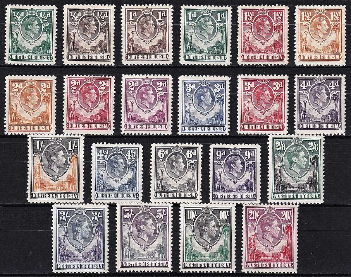 1938 N.Rhodesia KGVI Full MM(*) Set CC.25/45  @ CV  R5,864