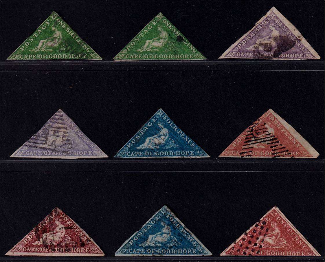 1853/64 CoGH Used Triangle Lot x 9 - Great Reference/Study Lot