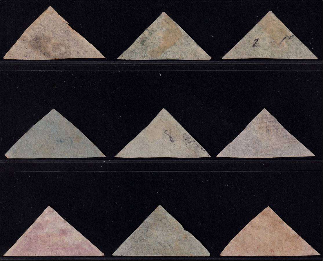 1853/64 CoGH Used Triangle Lot x 9 - Great Reference/Study Lot