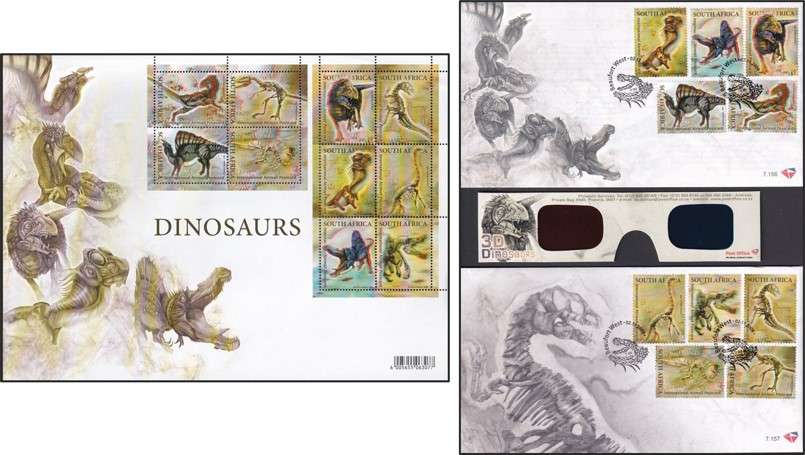 2009 RSA Dinosaurs Full UMM(**) Sheetlet, 2 x FDC & 3D Glasses  @ CV  R720+