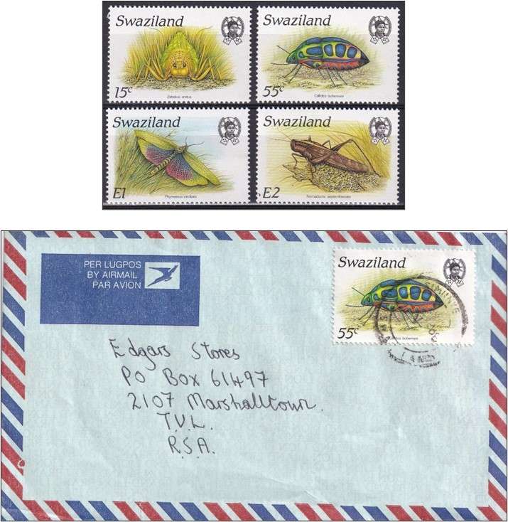 1988 Swaziland Insects UMM(**) Set & FDC + Bulletin & Postally Used  @ CV  R1,000+