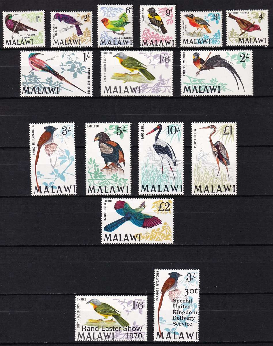 1968 Malawi MM(*) Birds Definitive Set & Additional Values  @ CV  R2,750+
