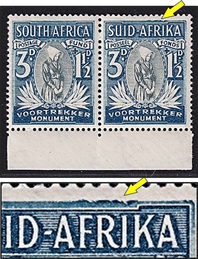 1933 Union CC.54 Voortrekker Fund UMM(**) UHB Var.5  - Retouched Top Frame