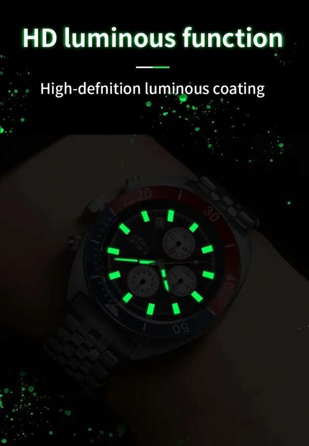 LIGE "Pepsi" Styled Quartz Chronograph Multifunction Men's Watch