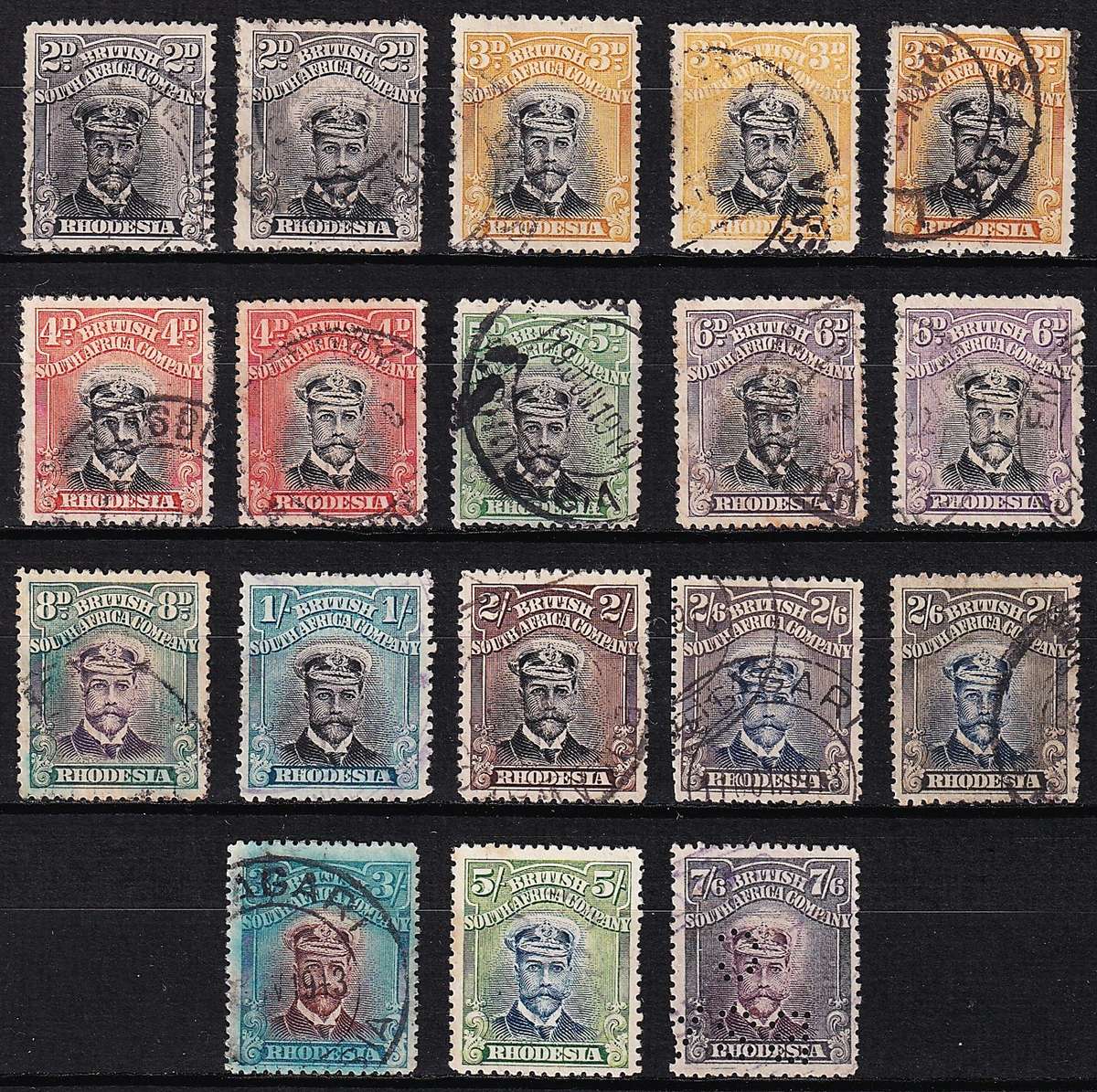1913 BSAC Admirals Die 2 & Listed Shades Used (5/- & 7/6 Fiscal Use)  @ Normal CV  R19,960
