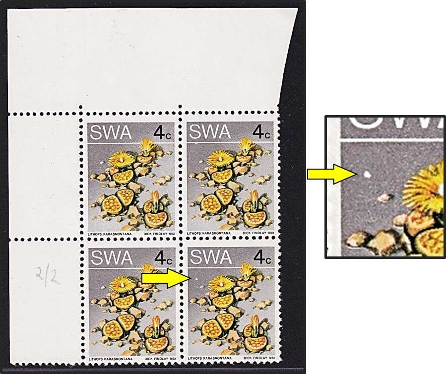 1973 SWA 4c Succulent UMM(**) Positional Variety - Extra Stone