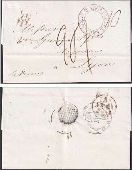 1837 French Wrapper from Calais-Angleterre to Lyon