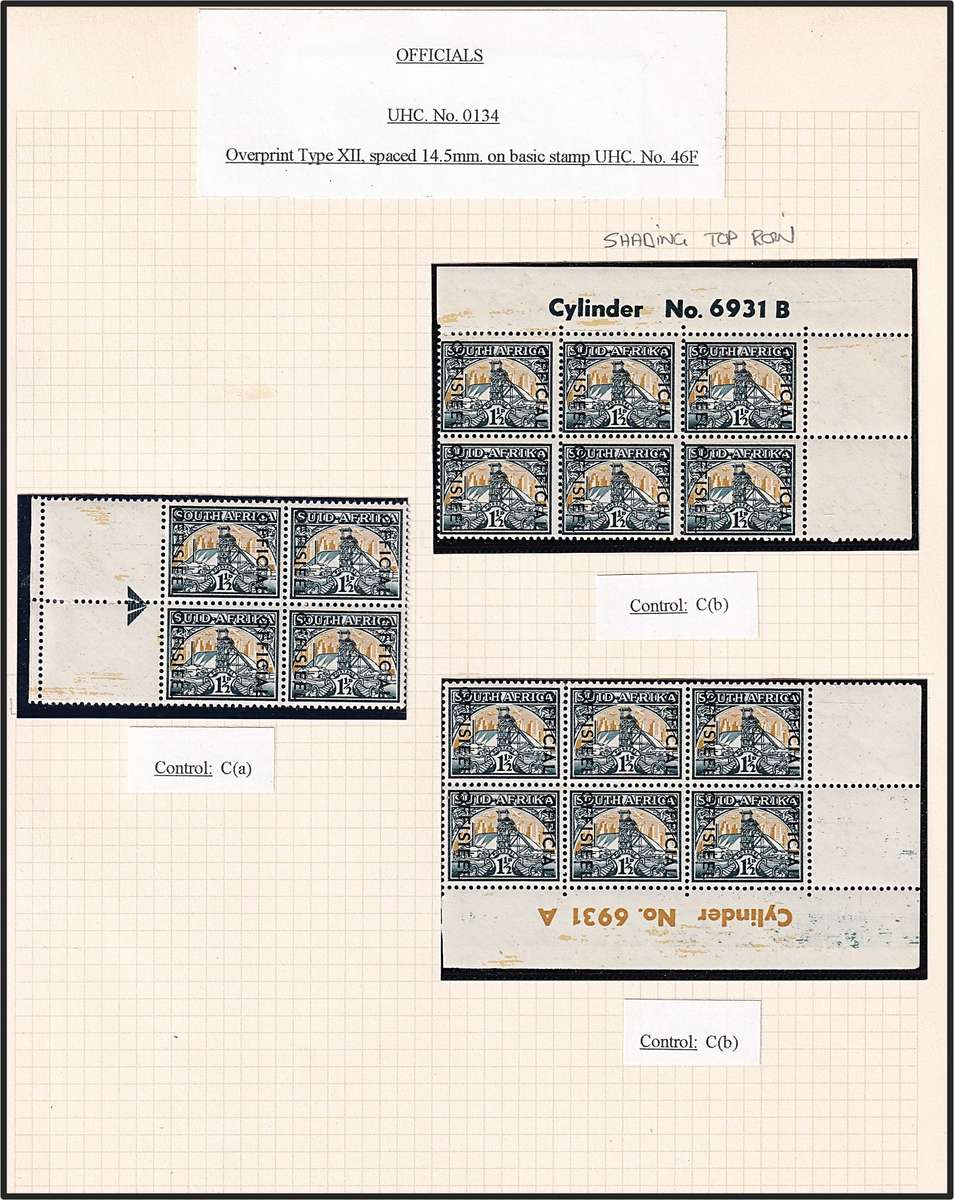 1950/4 Union 1½d & 2d Officials MM/UMM with Varieties Described - Great Positional Blocks!