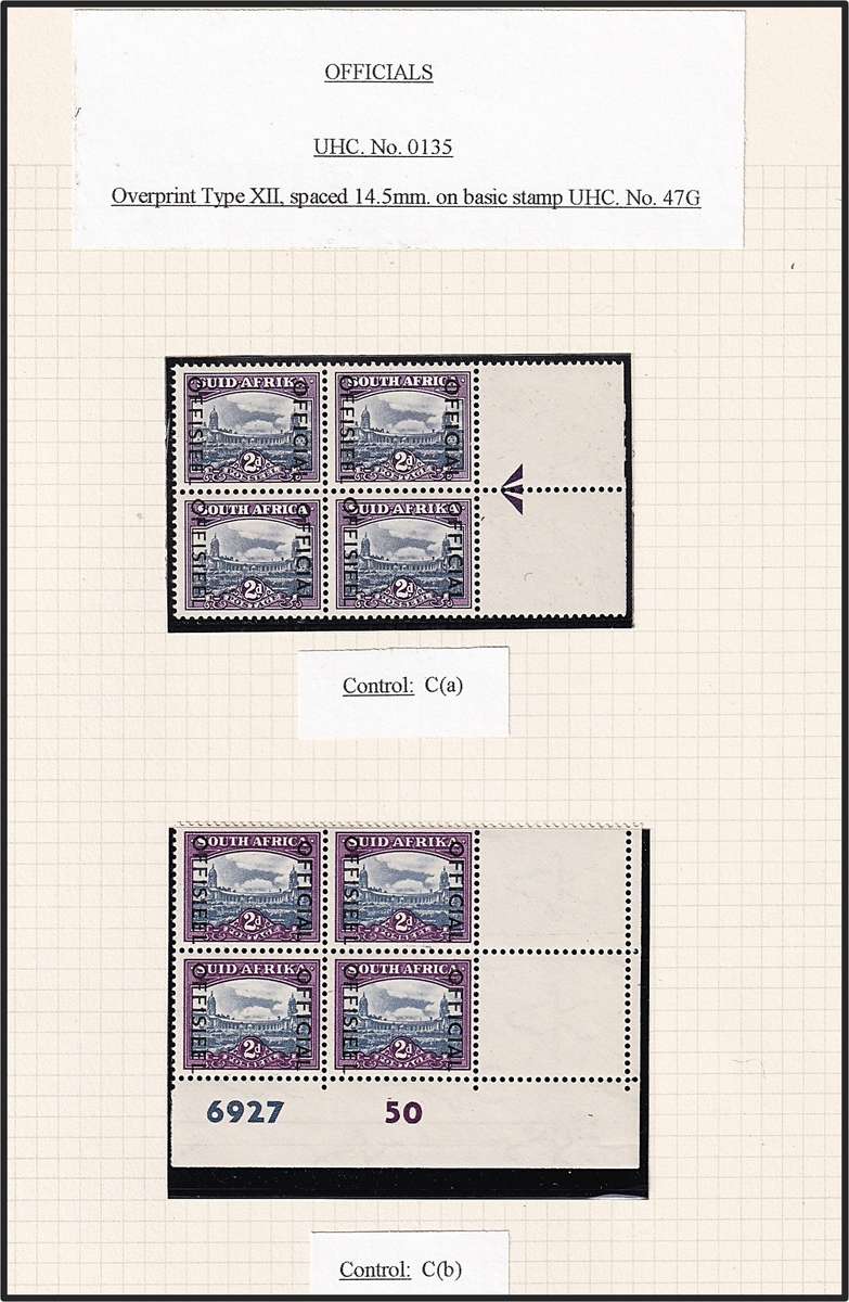 1950/4 Union 1½d & 2d Officials MM/UMM with Varieties Described - Great Positional Blocks!