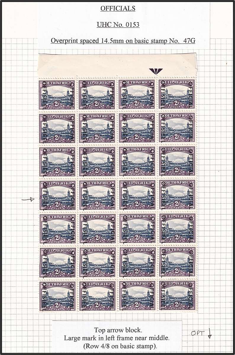 1950/4 Union 1½d & 2d Officials MM/UMM with Varieties Described - Great Positional Blocks!