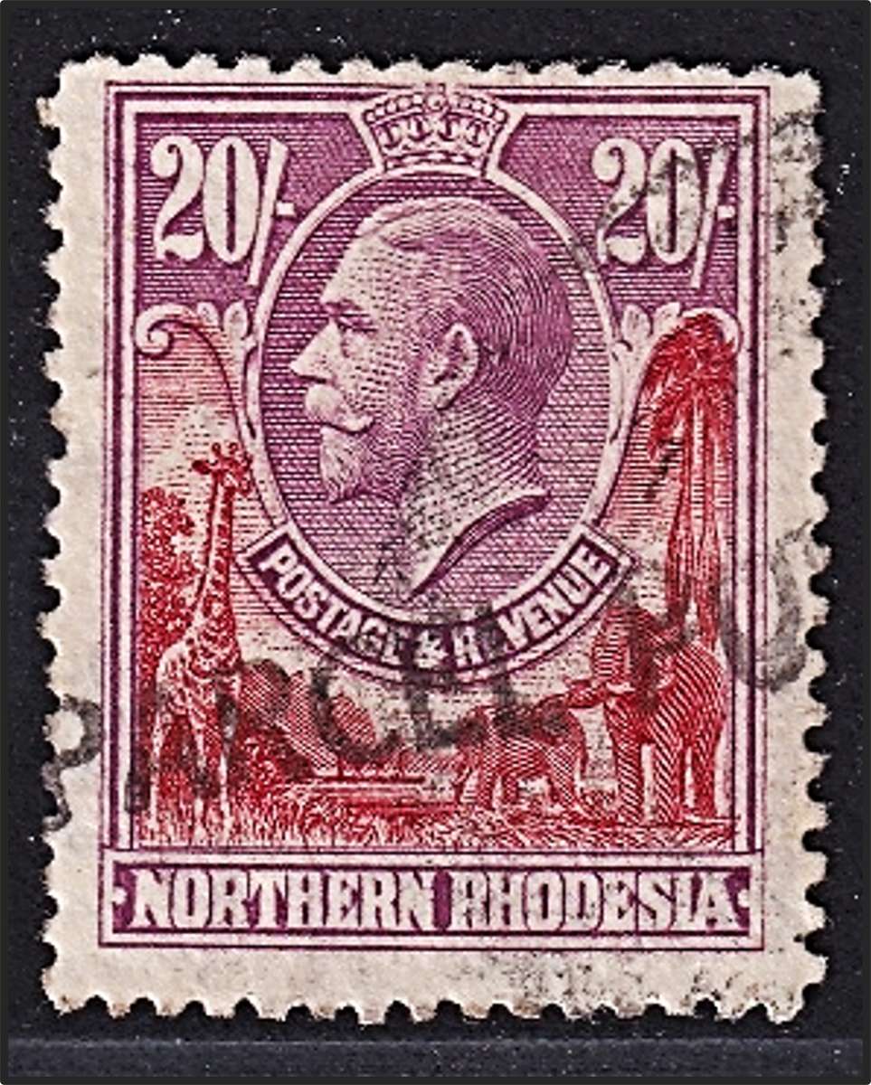 1925 Northern Rhodesia 20/- Used with PARCEL POST Cancel  @ CV  R3,500