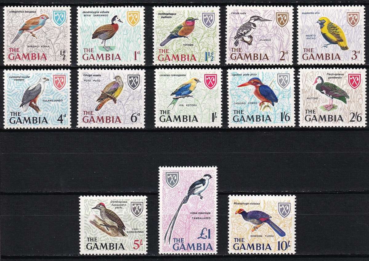 1966 Gambia Birds MM(*) Set of 13 (SG.233/45) - Great Thematic Set!