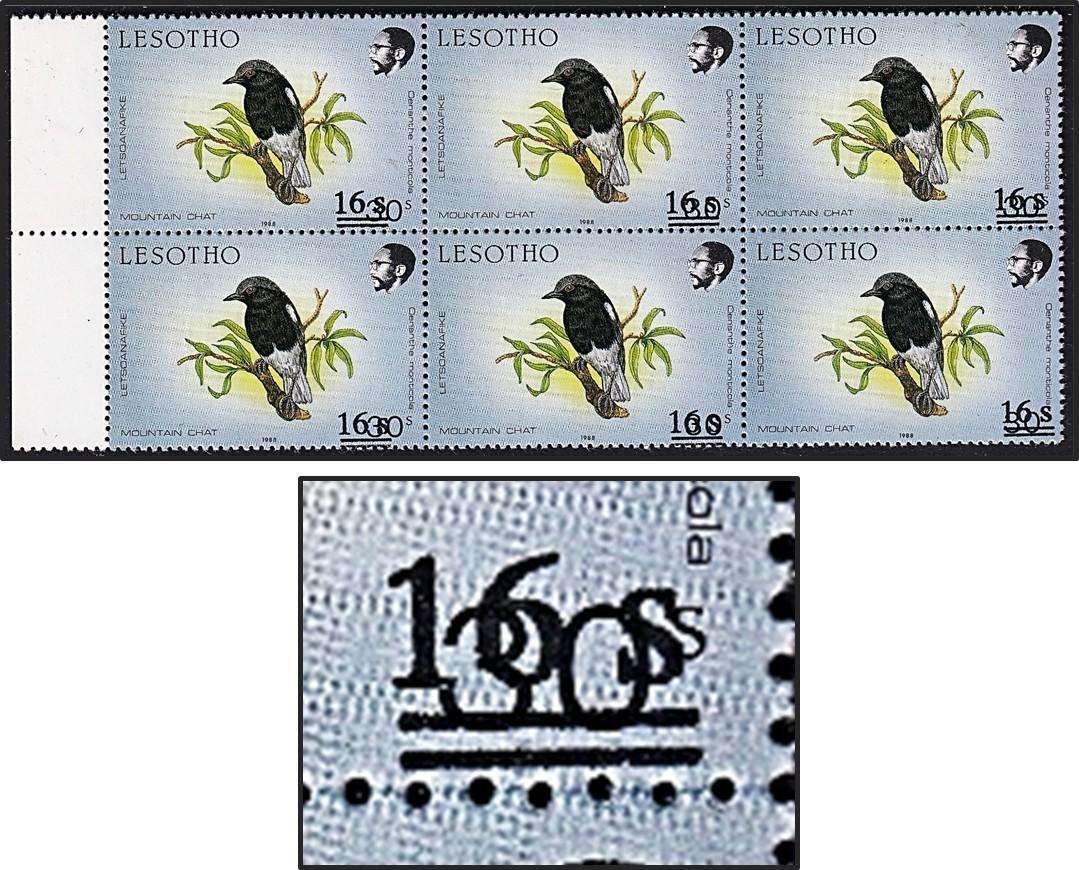 1988 Lesotho 16s on 30s UMM(**) - Surcharge Value Moved ontop of Value - RARE!