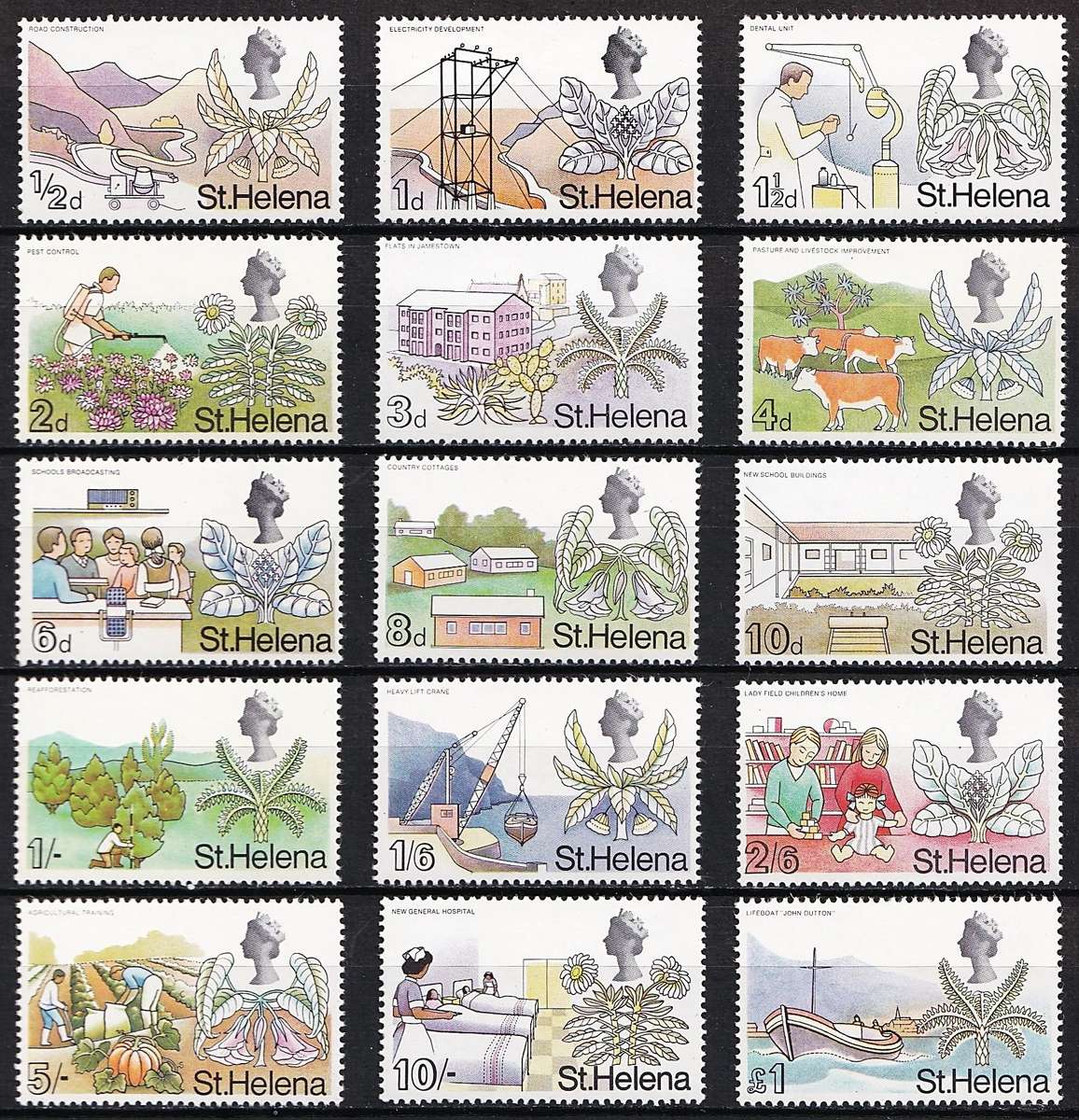 1968 St. Helena QEII MM(*) Definitive SG.226/40