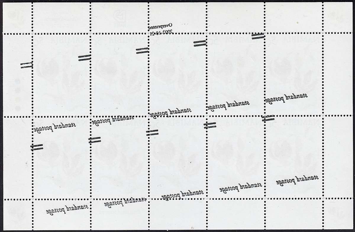 2002 Namibia SACC.413 UMM(**) Major Surcharge Shift, Skewing & Offset on Back - RARE