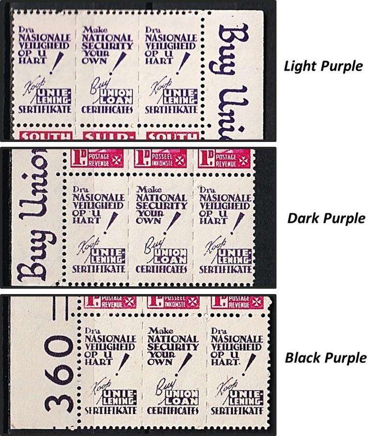 1943 Union 1d Nurse UMM(**) Blocks - 3 x Distinct Different Coloured Slogans