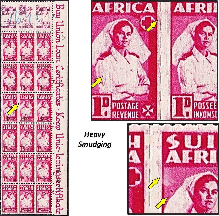 1943 Union 1d Nurse UMM(**) Block Variety -  Printing Smudged, Spots etc.. Nice Item!