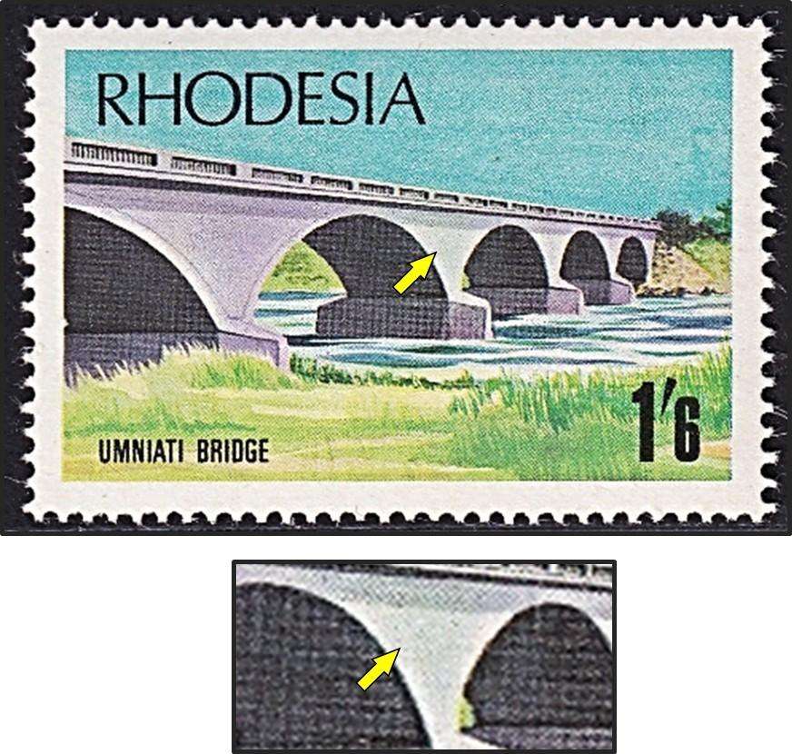 1969 Rhodesia 1/6 UMM(**) Listed RSC.101a Variety - "White Arch Flaw"