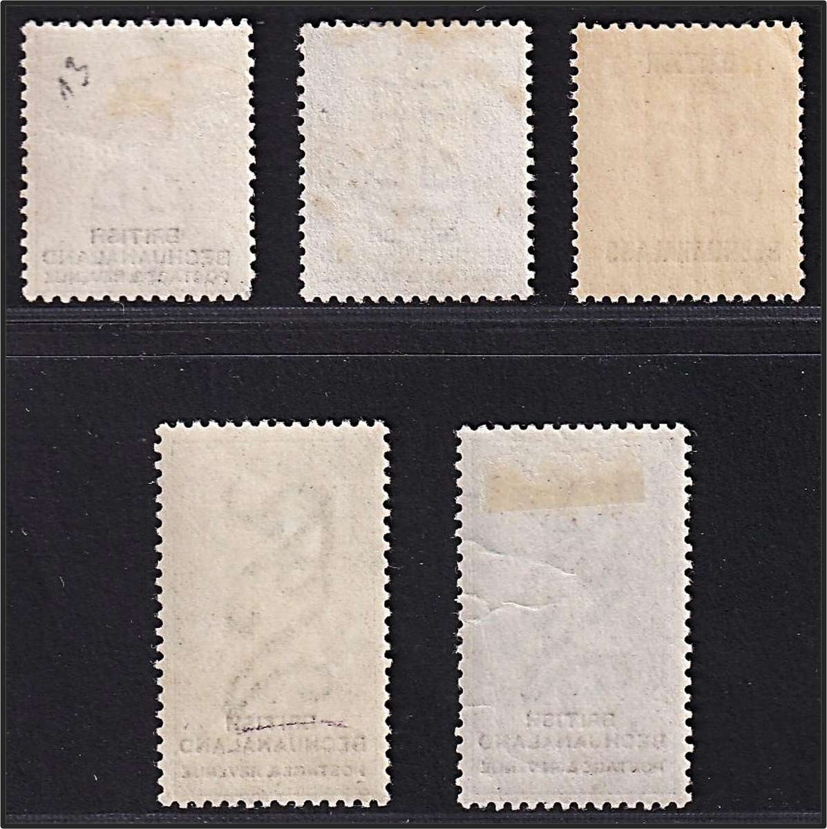 1887 British Bechuanaland ½d/1d/3d/2s-MM(*) and 2/6-UMM(**) @ CV  R6,015