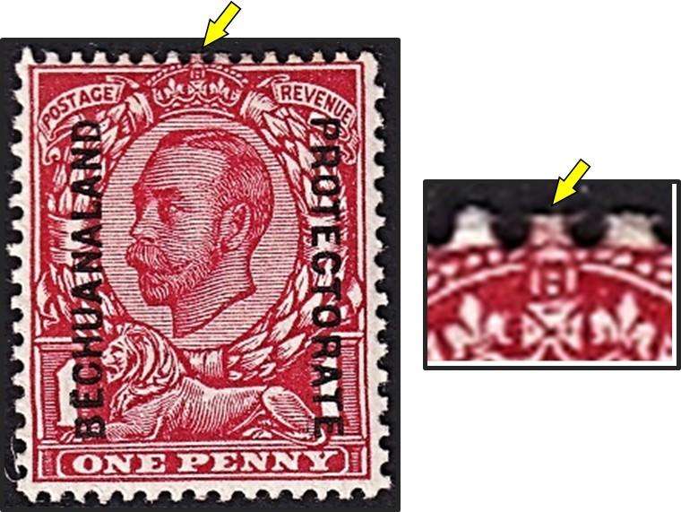 1912 Bechuanaland Protectorate CC.70a MM(*) Variety - No Cross on Crown @ R3,000