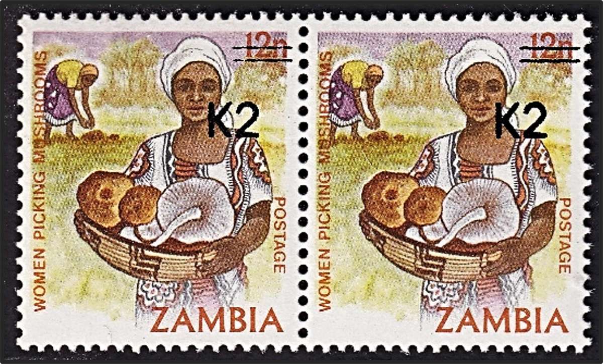 1989 Zambia K2 on 12n Surcharged UMM(**) Pair - Unrecorded  @ CV  £100 (R2,375+)